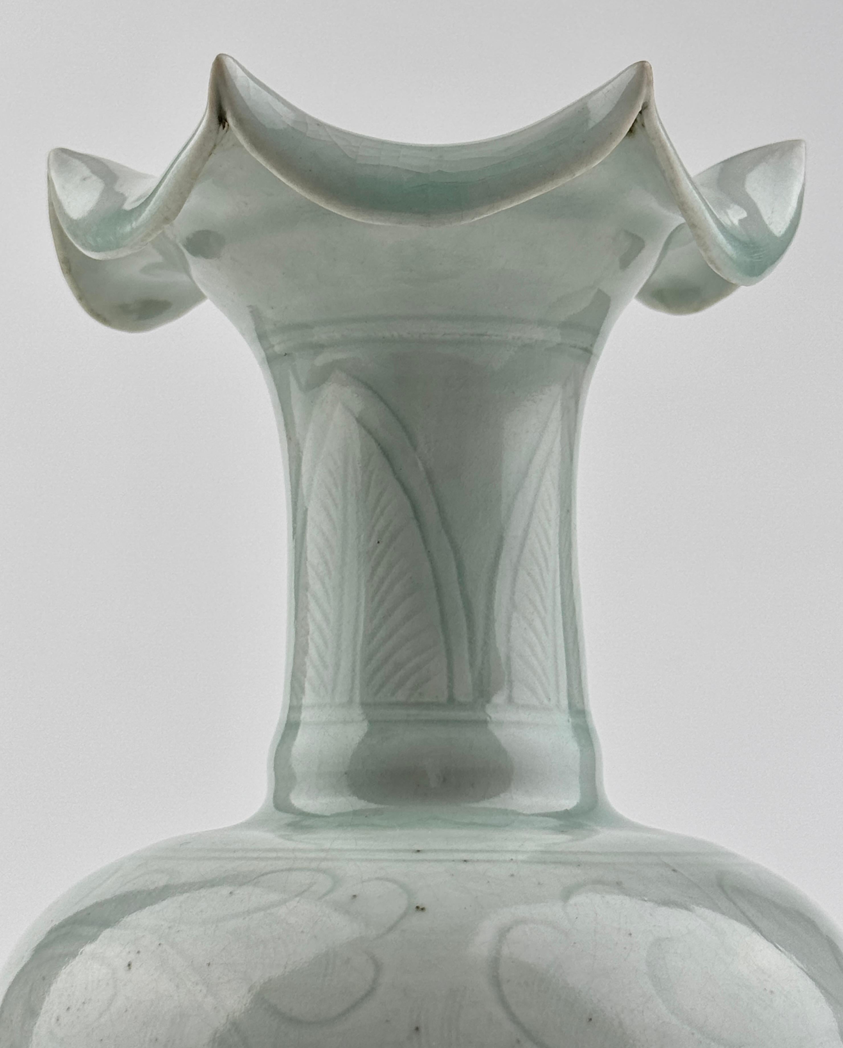 Hong Kong A Carved Qingbai 'Chrysanthemum' Vase, Song-Yuan Dynasty(13-14th century) For Sale
