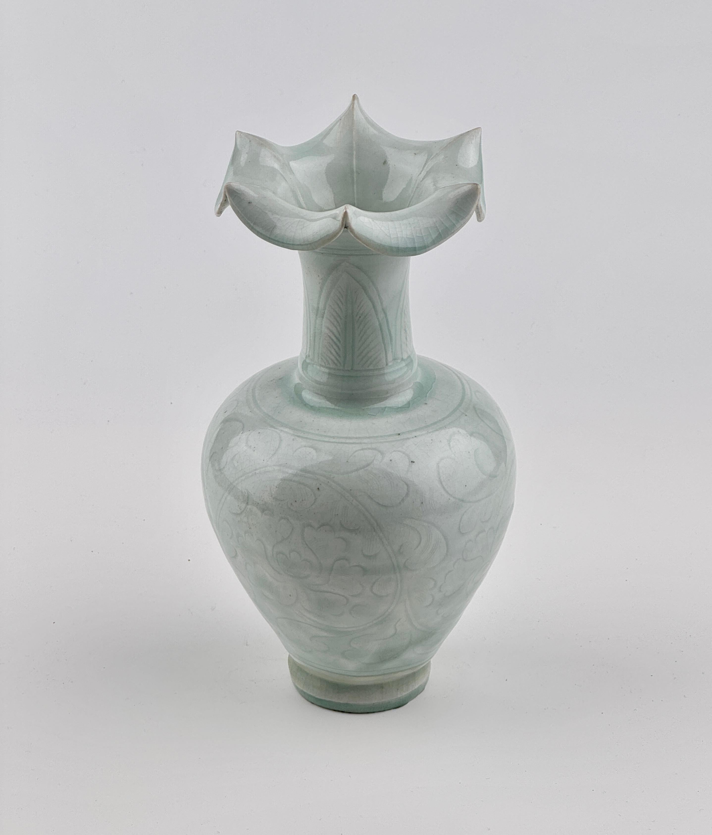 Ceramic A Carved Qingbai 'Chrysanthemum' Vase, Song-Yuan Dynasty(13-14th century) For Sale
