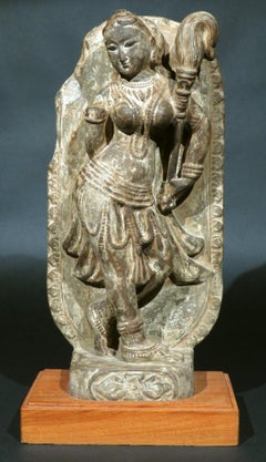 A Carved Schist Stele of Parvati, India 12th Century