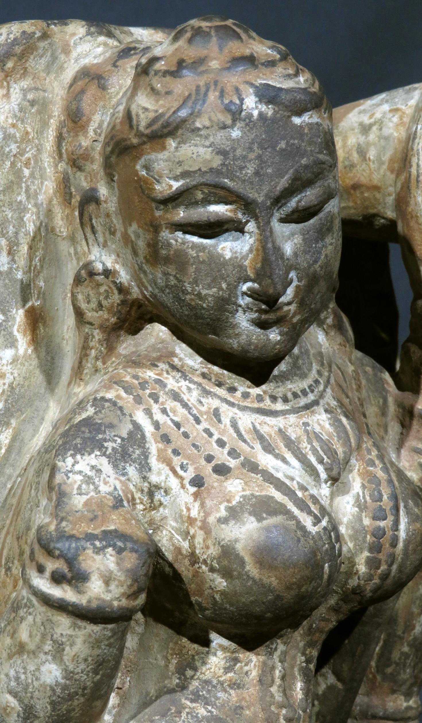 18th Century and Earlier A Carved Schist Stele of Parvati, India 12th Century