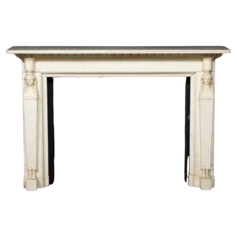 Carved Statuary Marble Chimneypiece from the English Regency Period For Sale