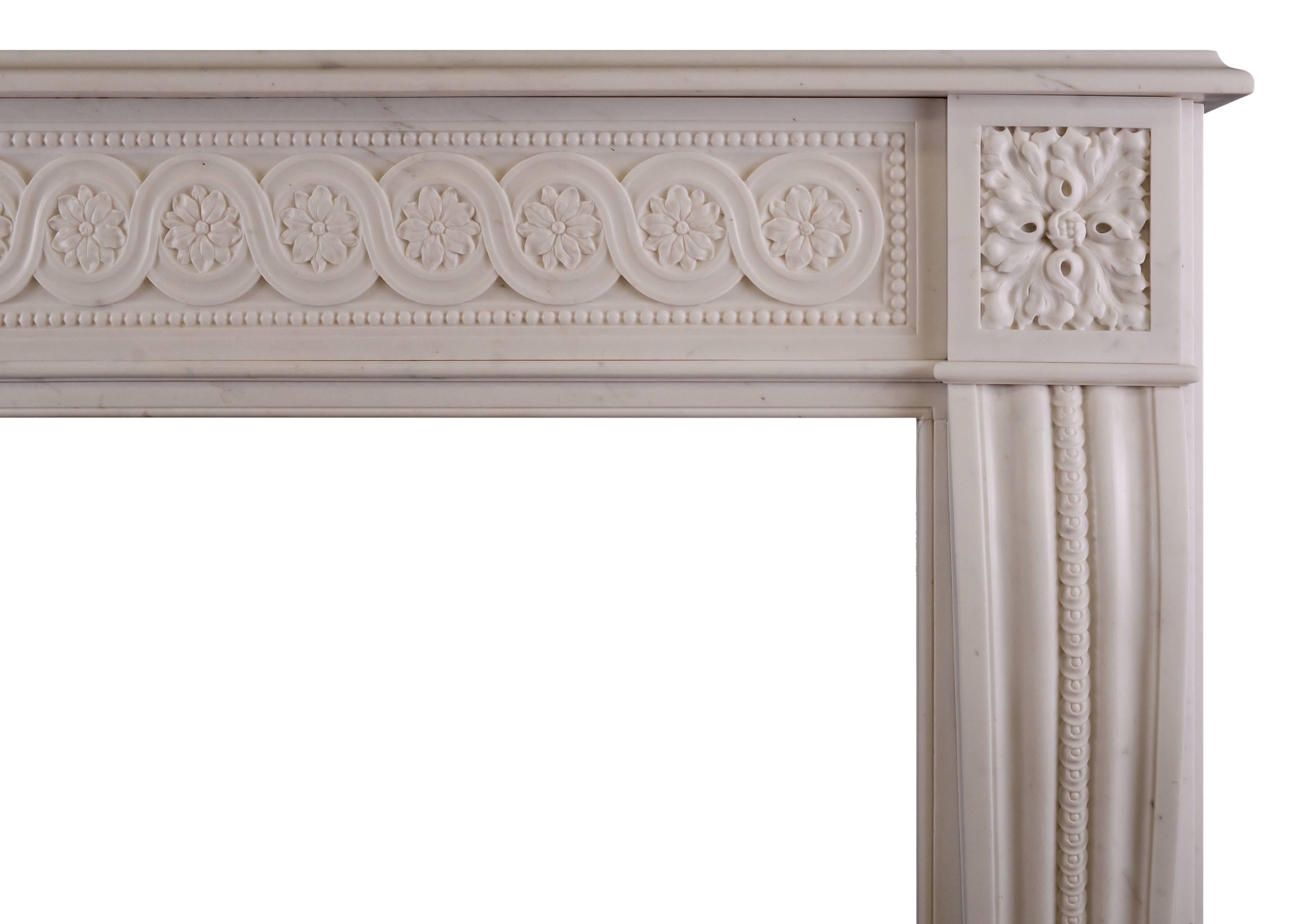 Louis XV Carved Statuary Marble Fireplace