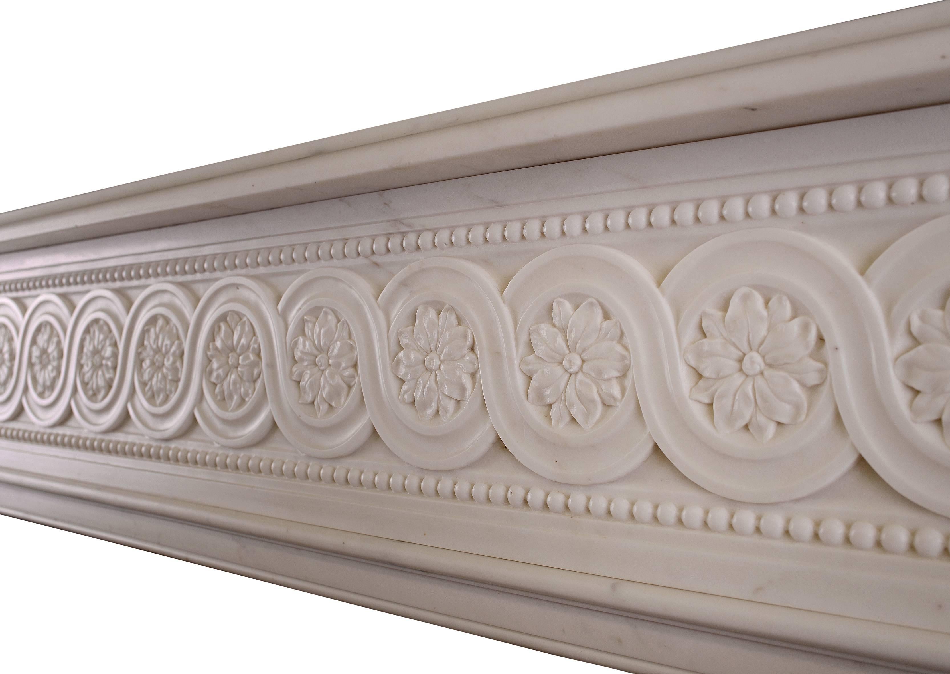 French Carved Statuary Marble Fireplace