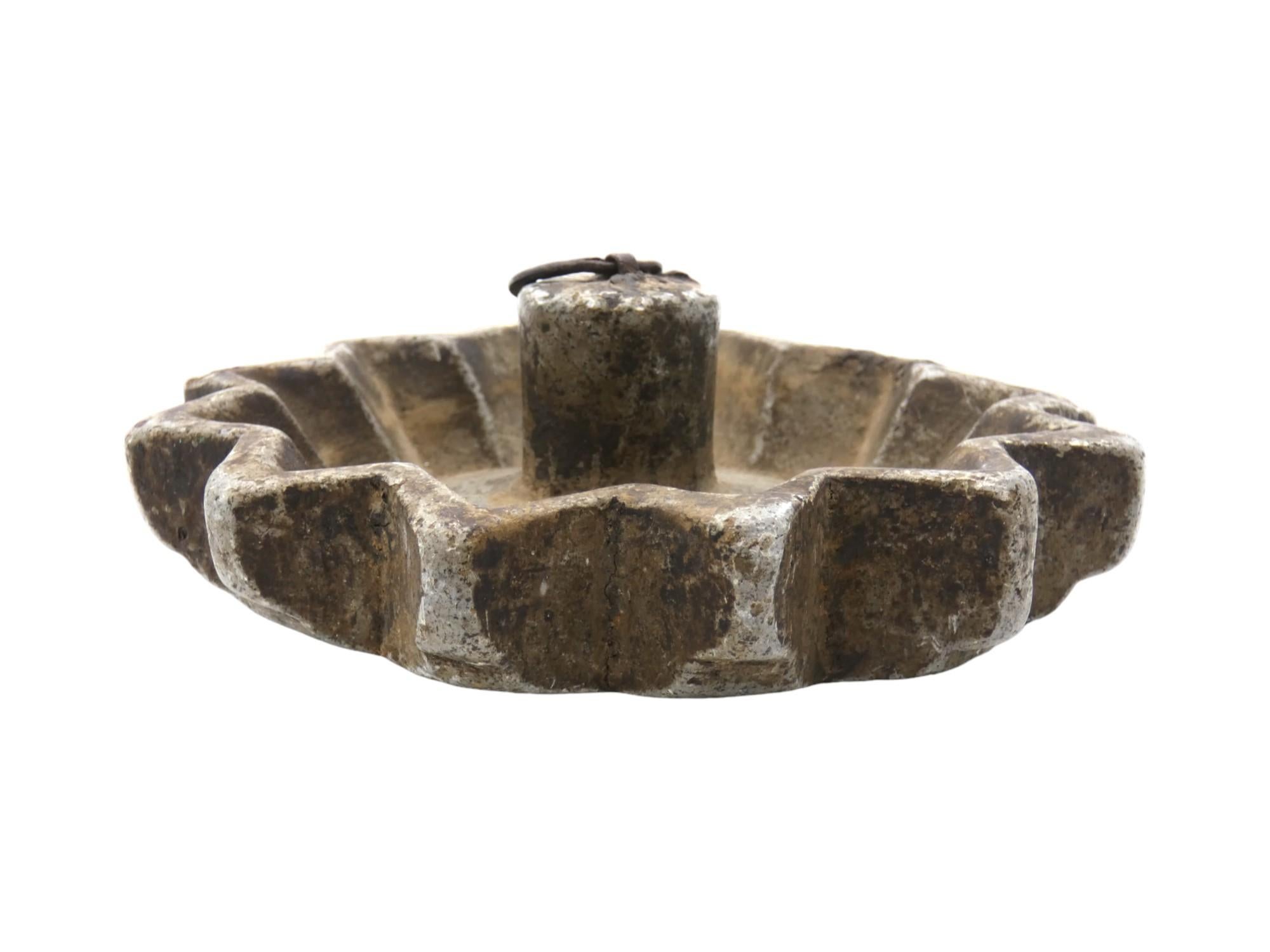 Yemeni A Carved Stone Shabbat Lamp, Yemen Circa 1900