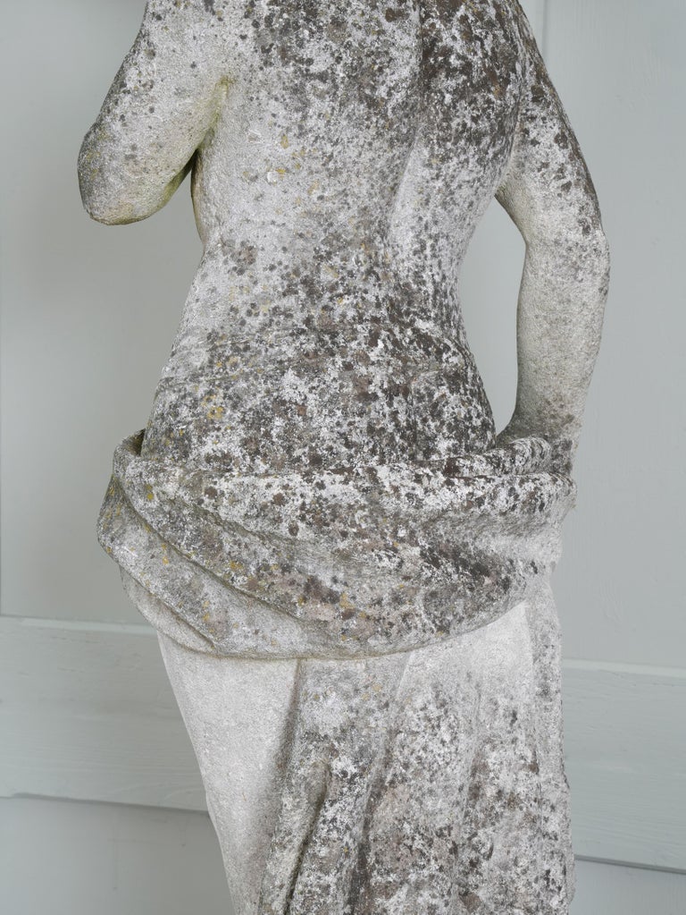 Carved Stone Standing Male Figure with Crown For Sale at 1stDibs