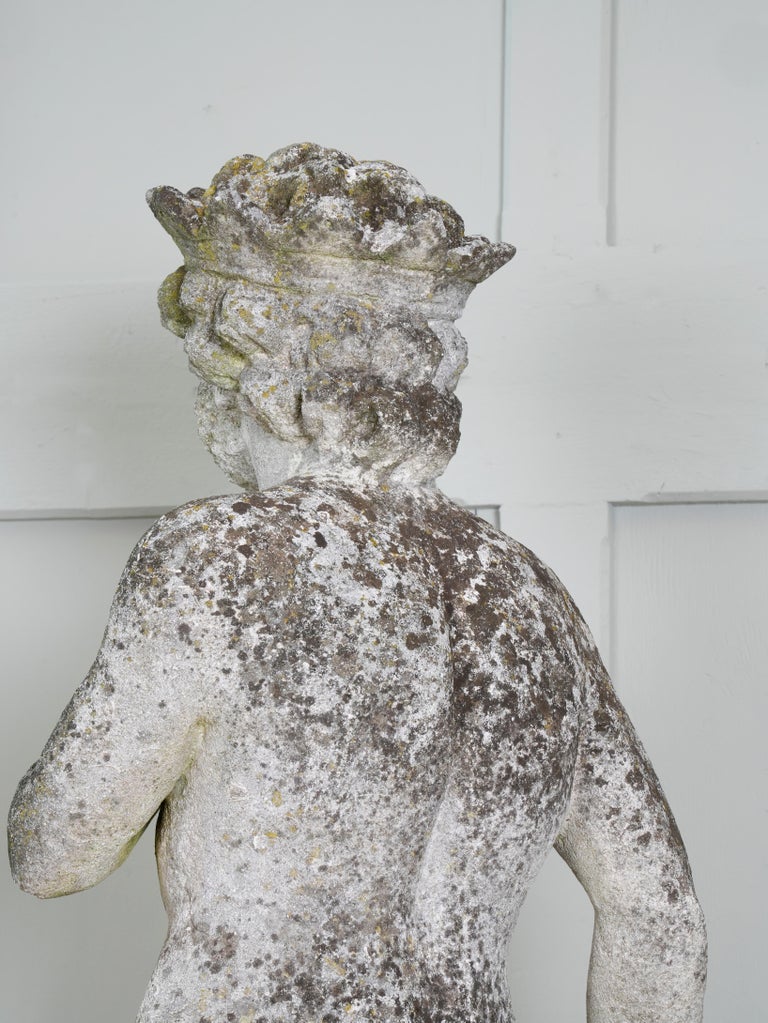 Carved Stone Standing Male Figure with Crown For Sale at 1stDibs