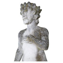 Carved Stone Standing Male Figure with Crown