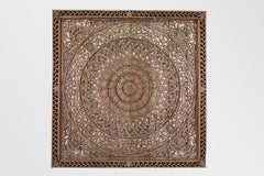 A Carved Teak Wood Lotus Flower Panel 8' x 8'