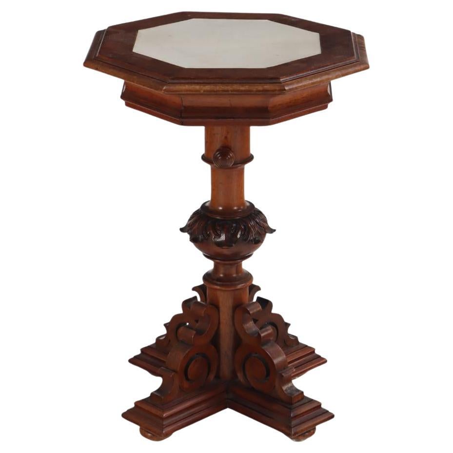 Mesa de pedestal regulable de nogal tallado, S. XIX en venta