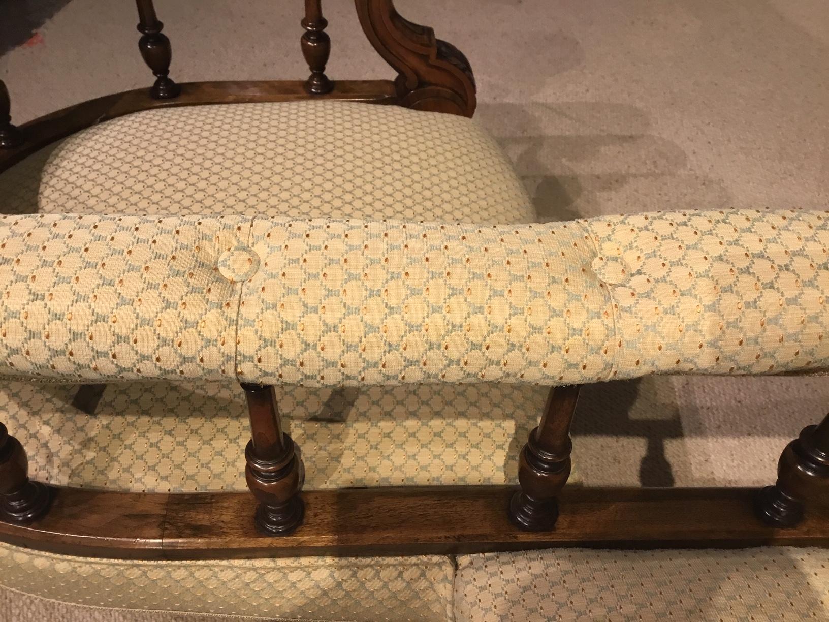 Carved Walnut Victorian Period Love Seat / Conversation Seat 1