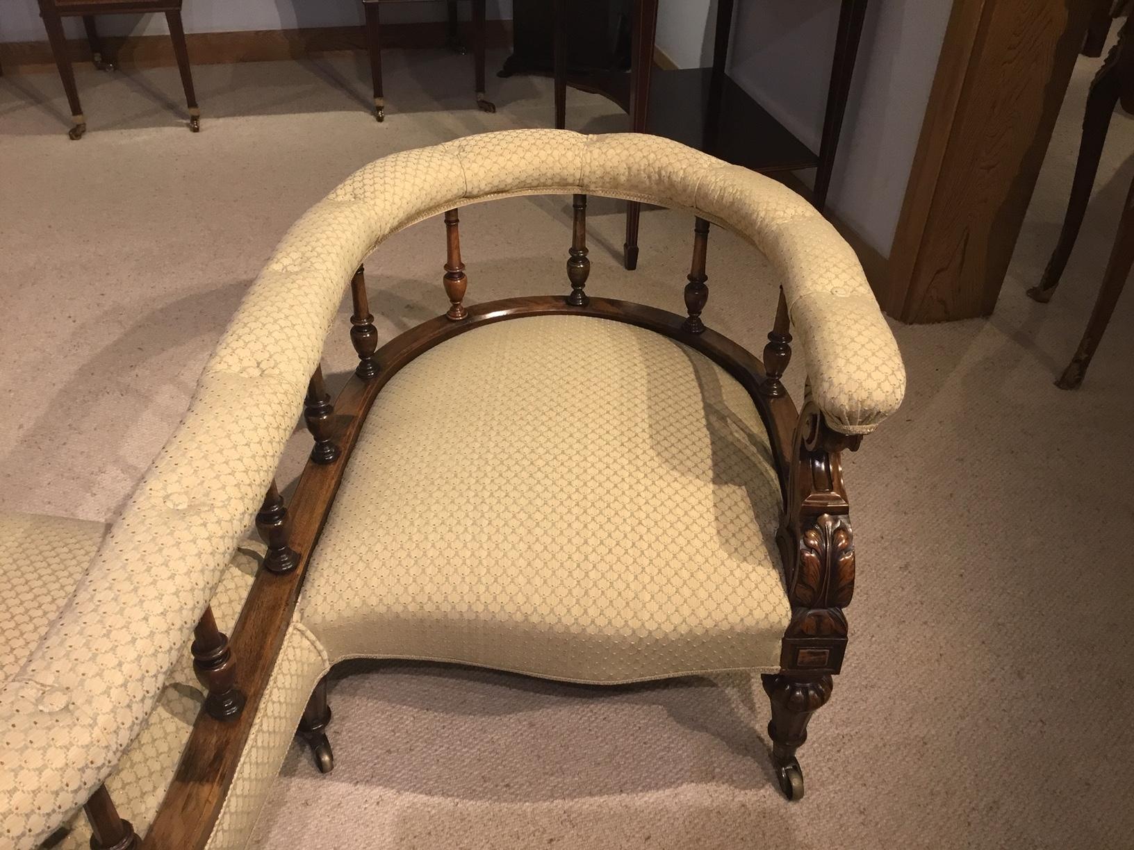 Carved Walnut Victorian Period Love Seat / Conversation Seat 2