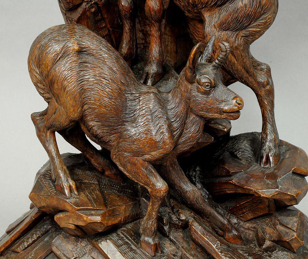 Carved Wood Chamois Group, Austria, circa 1900

A large handcarved wood sculpture of two chamois standing on a rocky base. It is executed most probably in Austria, circa 1900. A great authentic antique woodcarving which will highlight every log