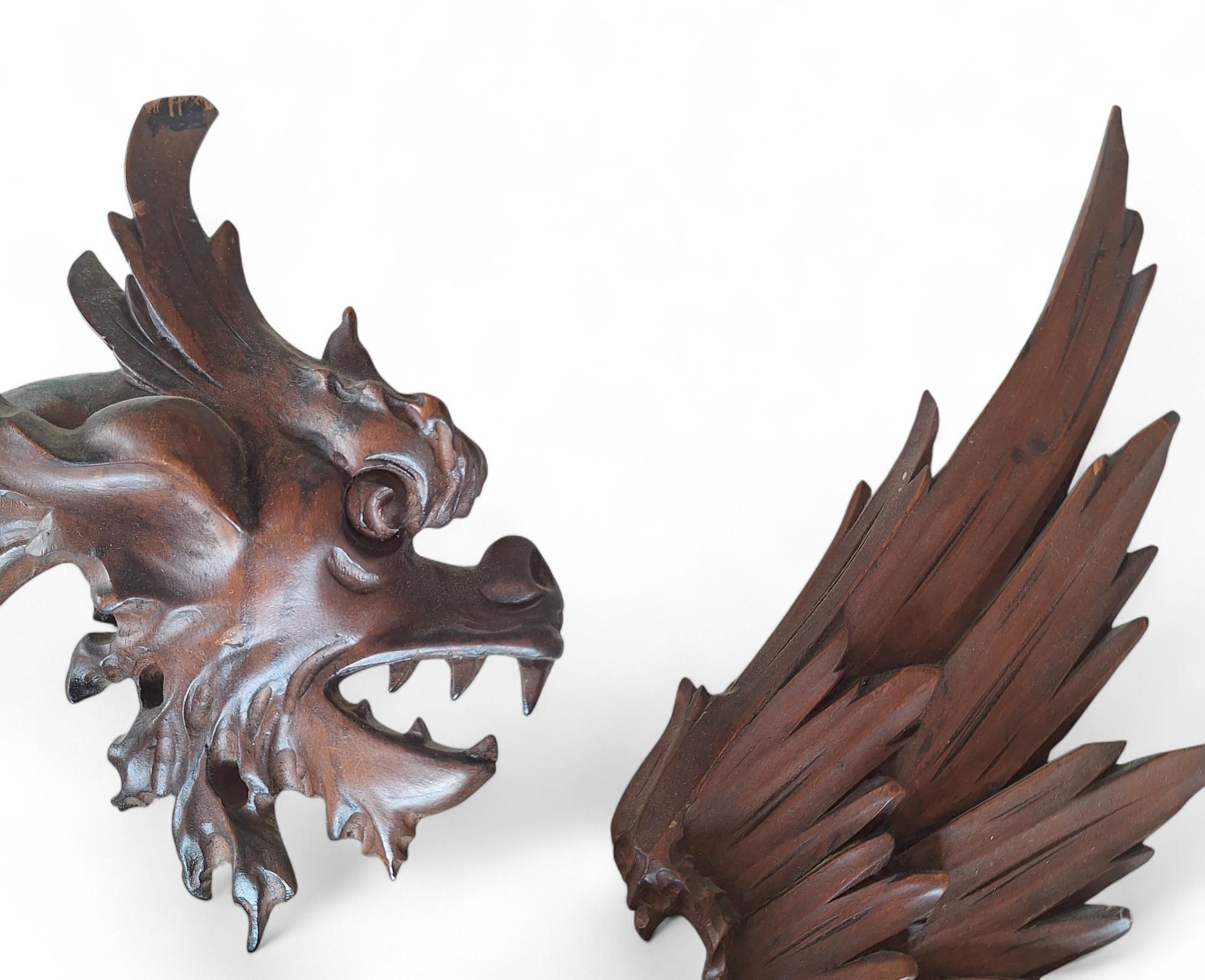 European A Carved Wood Dragon Mirror, in the manner of Gabriel Viardot, circa 1880 For Sale