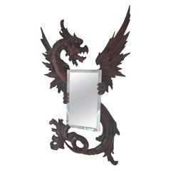 A Carved Wood Dragon Mirror, in the manner of Gabriel Viardot, circa 1880