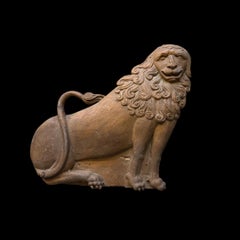 A Carved Wooden Heraldic Lion