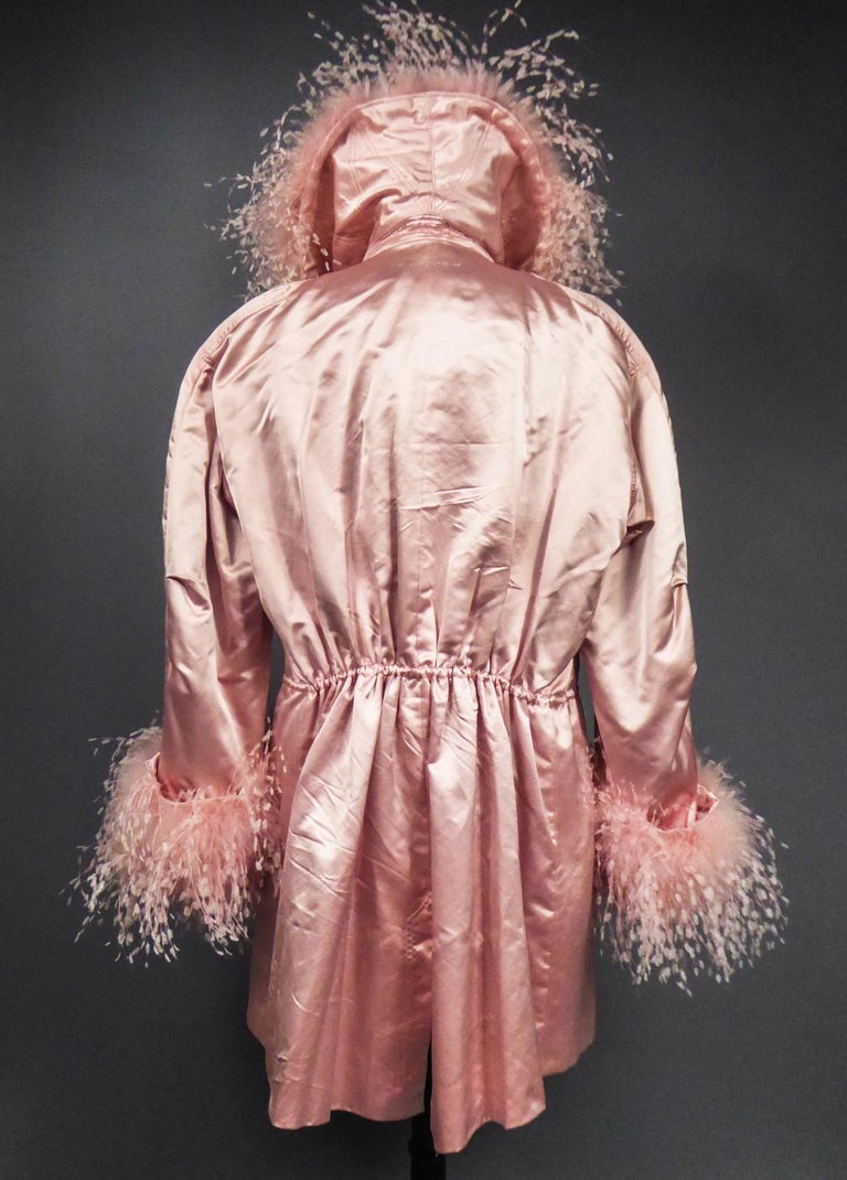A Carven French Couture Evening Coat in Silk Satin and Feathers Circa 2003  For Sale 10