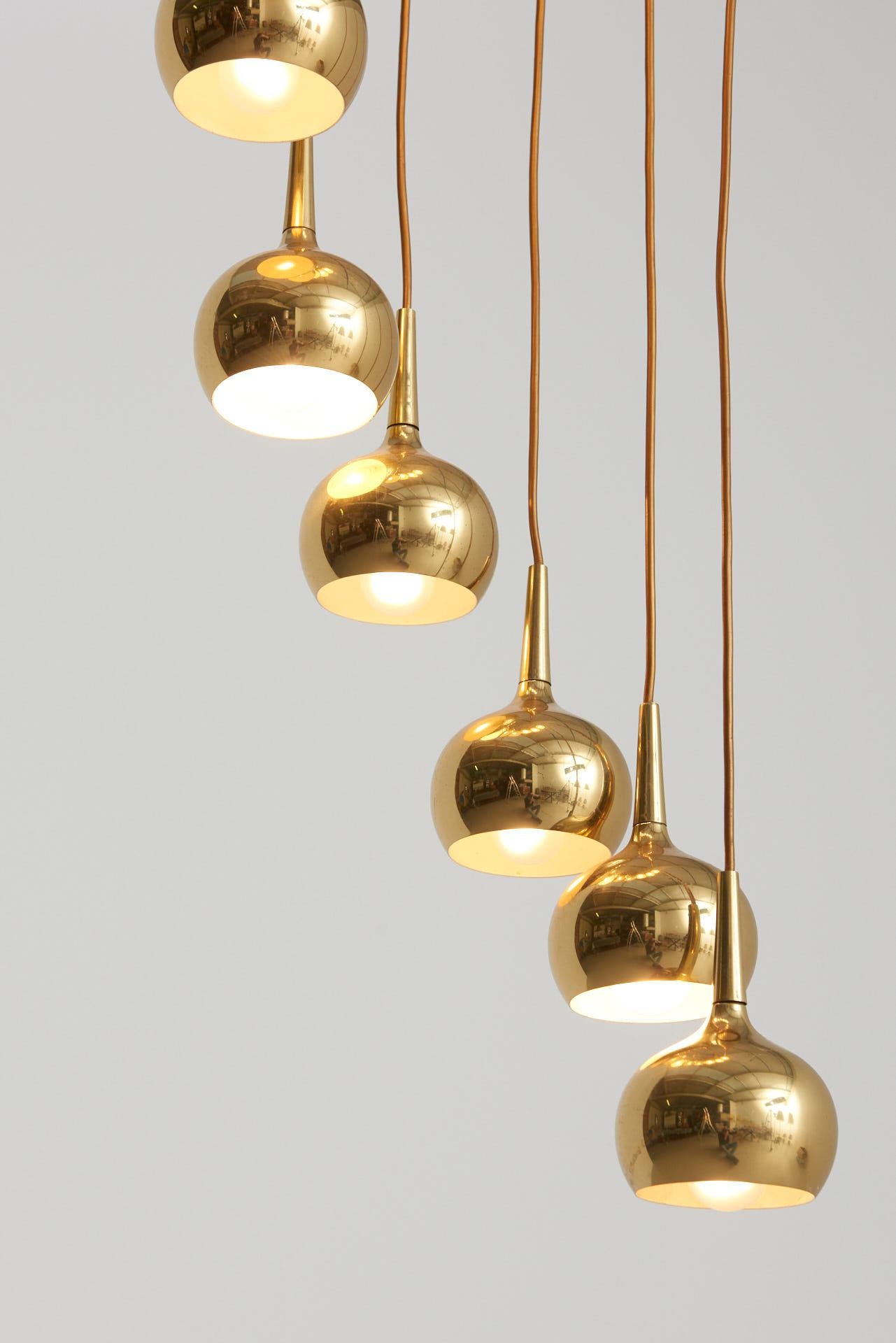 Mid-20th Century Cascade Pendant in Brass, 1960s For Sale