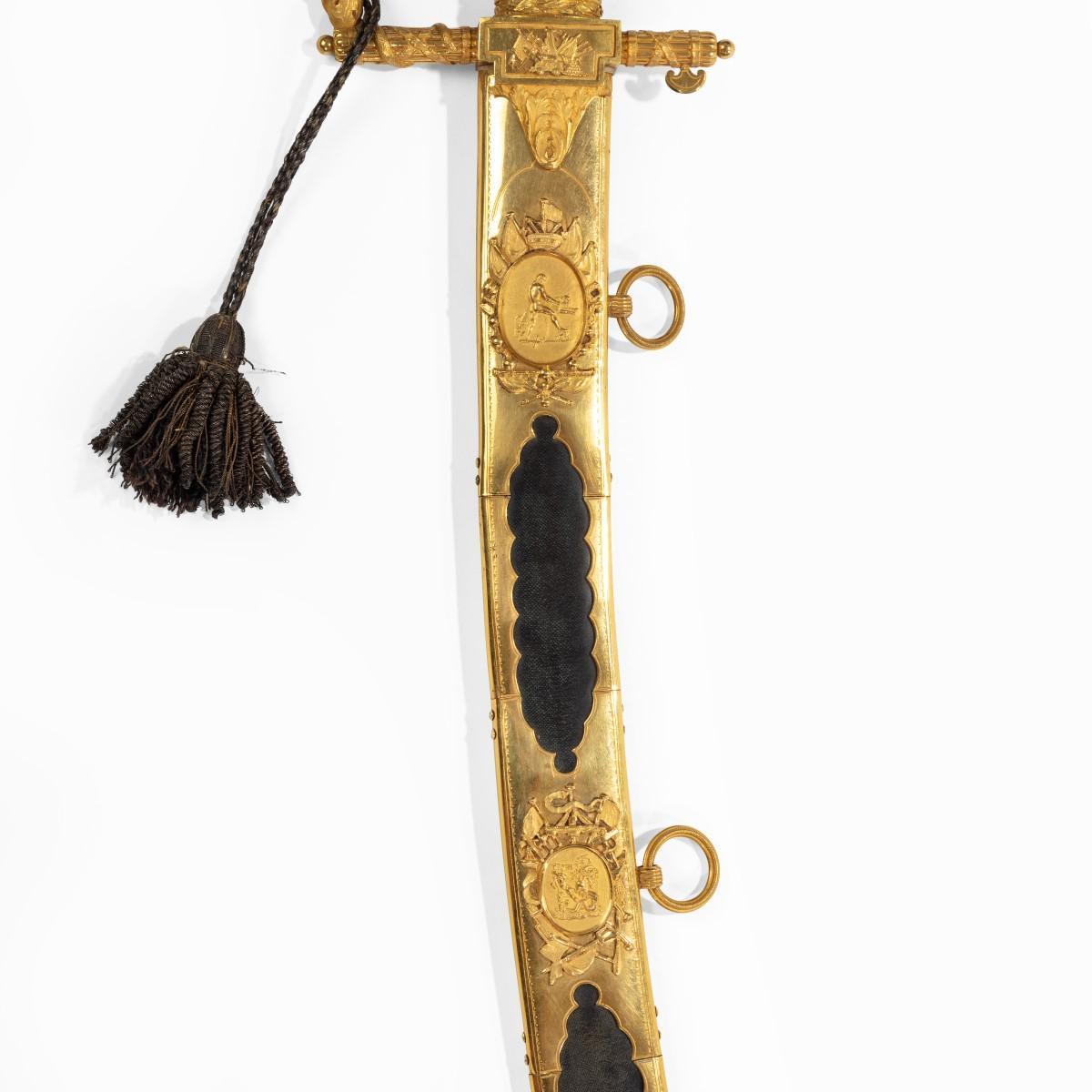 British Cased Lloyds £50 Sword for Valour Awarded to Lt. Ogle Moore of H.M.S. Maidston