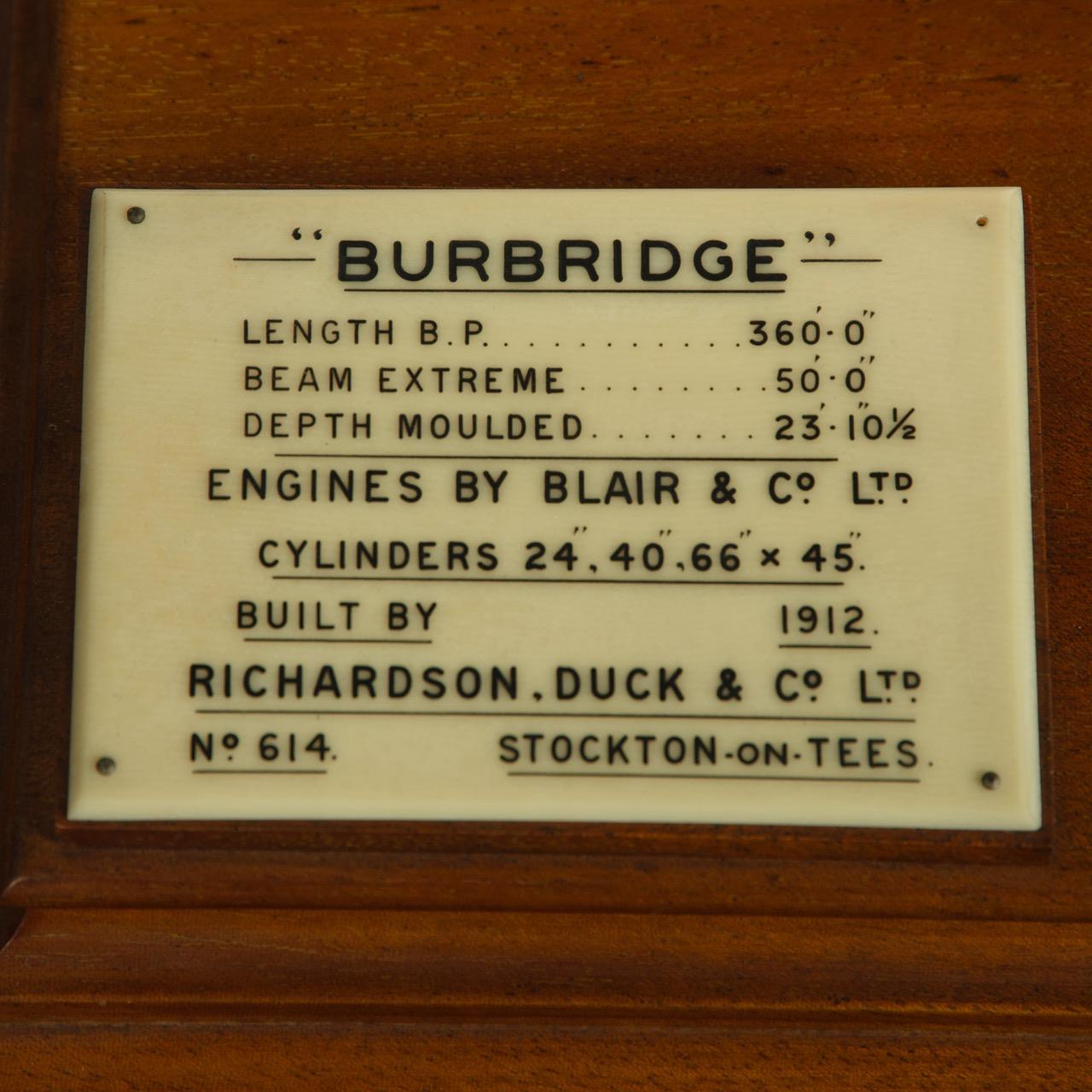 Laiton Un modèle de S.S. de chantier naval en caisse Burbridge/S.S. Burcombe, 1912 en vente