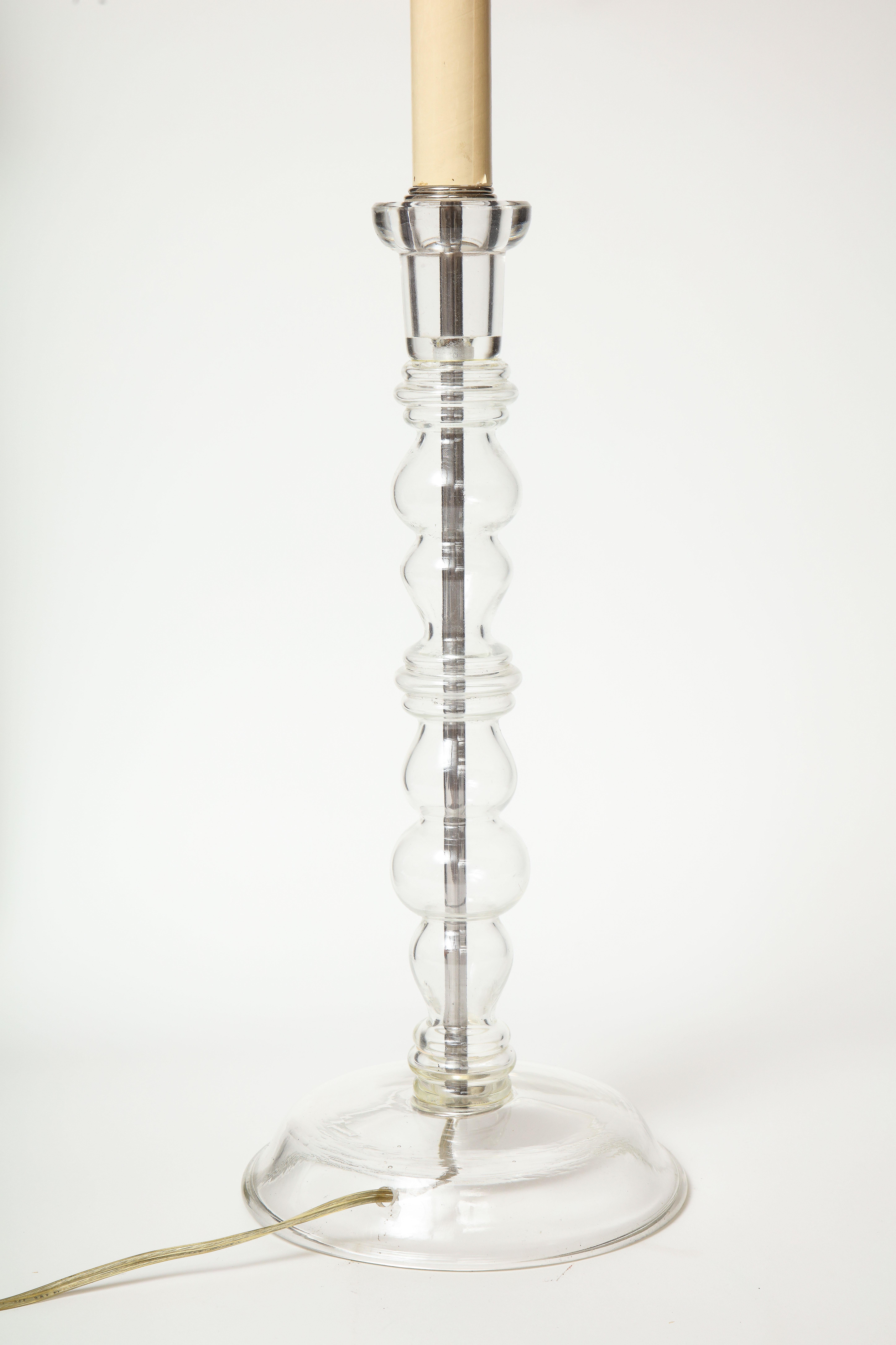 Cast-Glass Candlestick Lamp In Good Condition For Sale In New York, NY