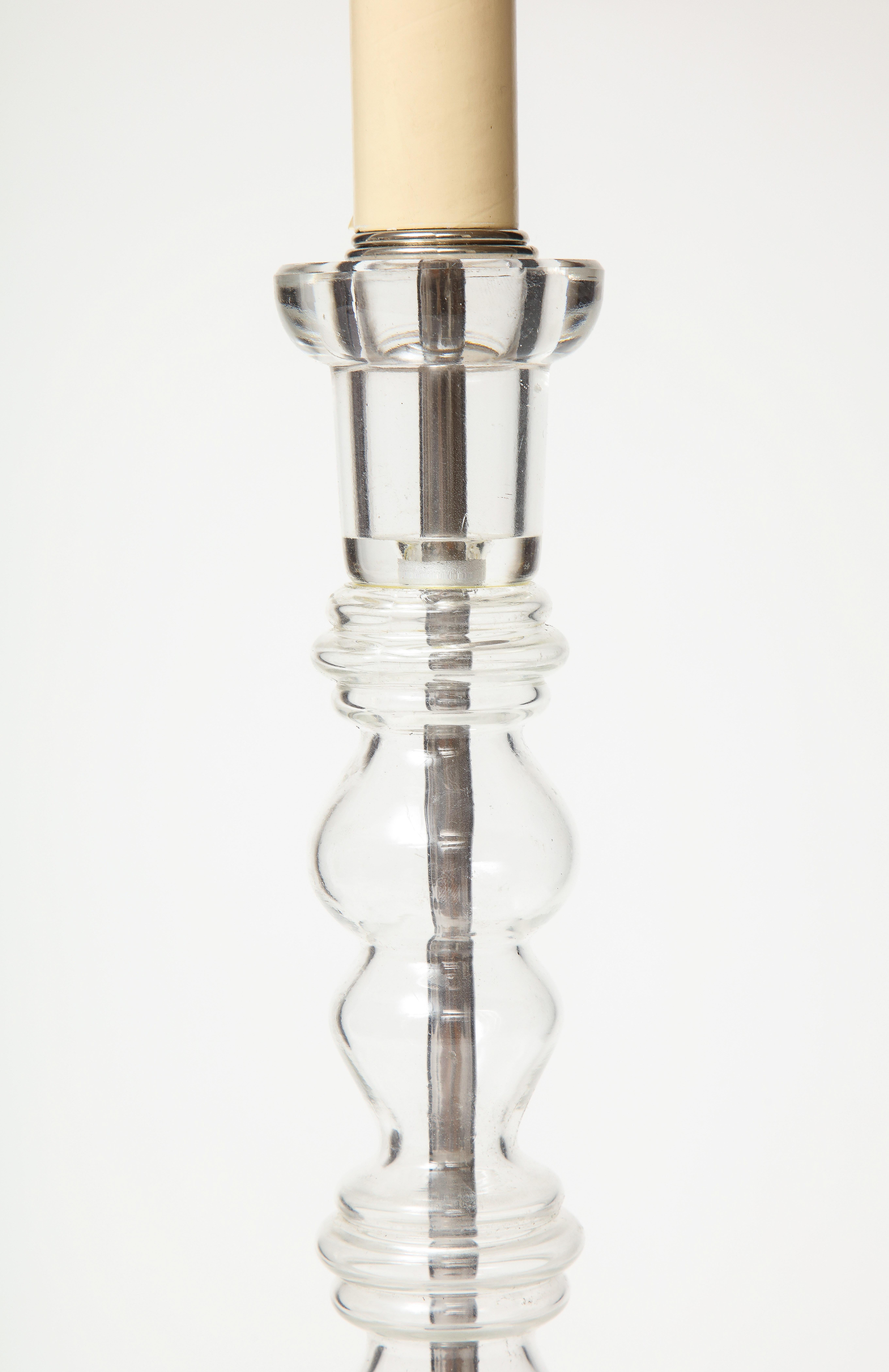20th Century Cast-Glass Candlestick Lamp For Sale