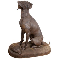 Cast Iron Figure of a Dog with a Pheasant, after the Antique
