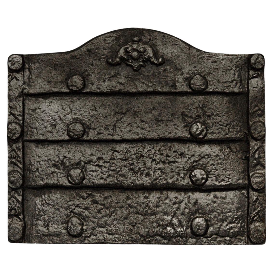 Cast Iron Fireback with Arched Top For Sale