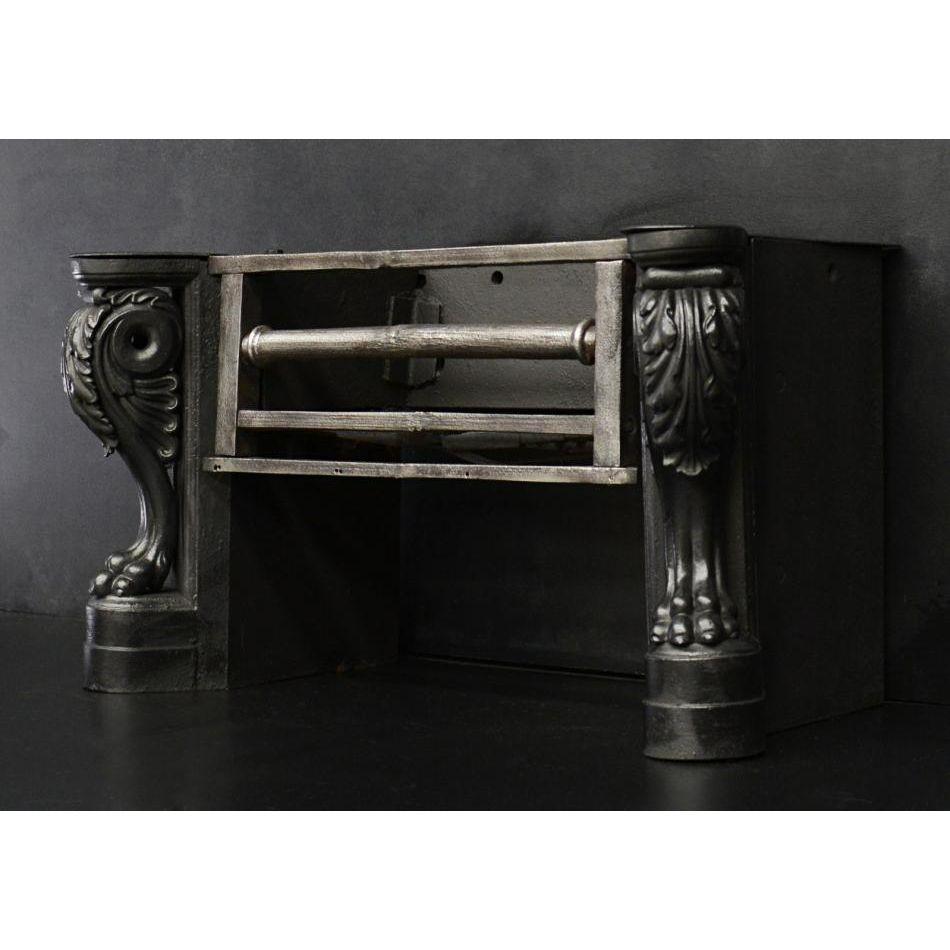Georgian A Cast Iron Firegrate with Lion's Feet For Sale