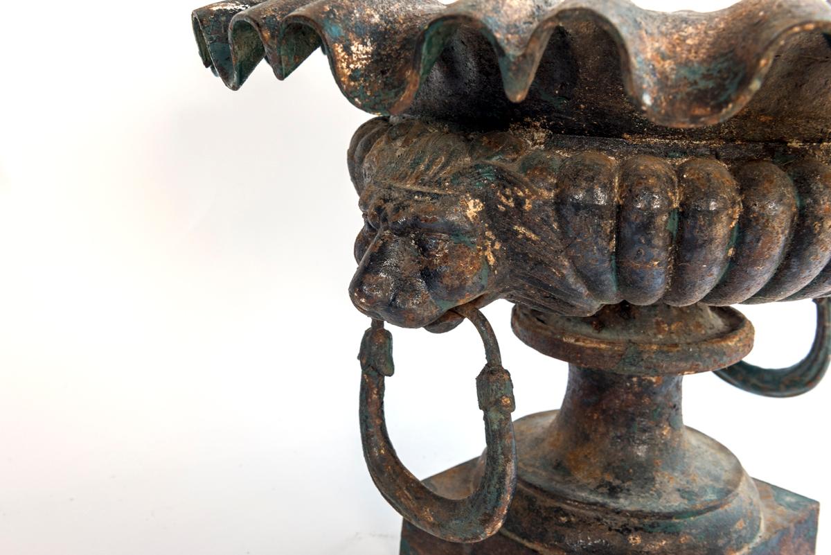 Cast Iron Jardiniere with Lion Head Handles  2