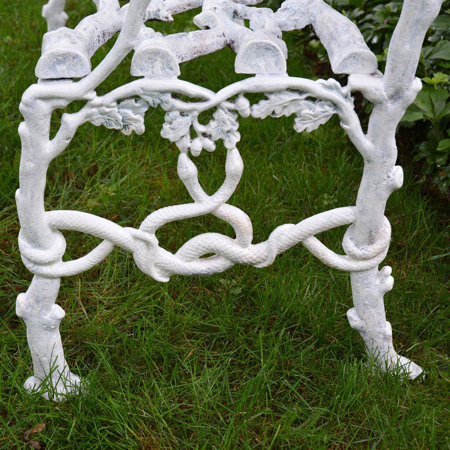 White Painted Cast-Iron Twig Bench 3