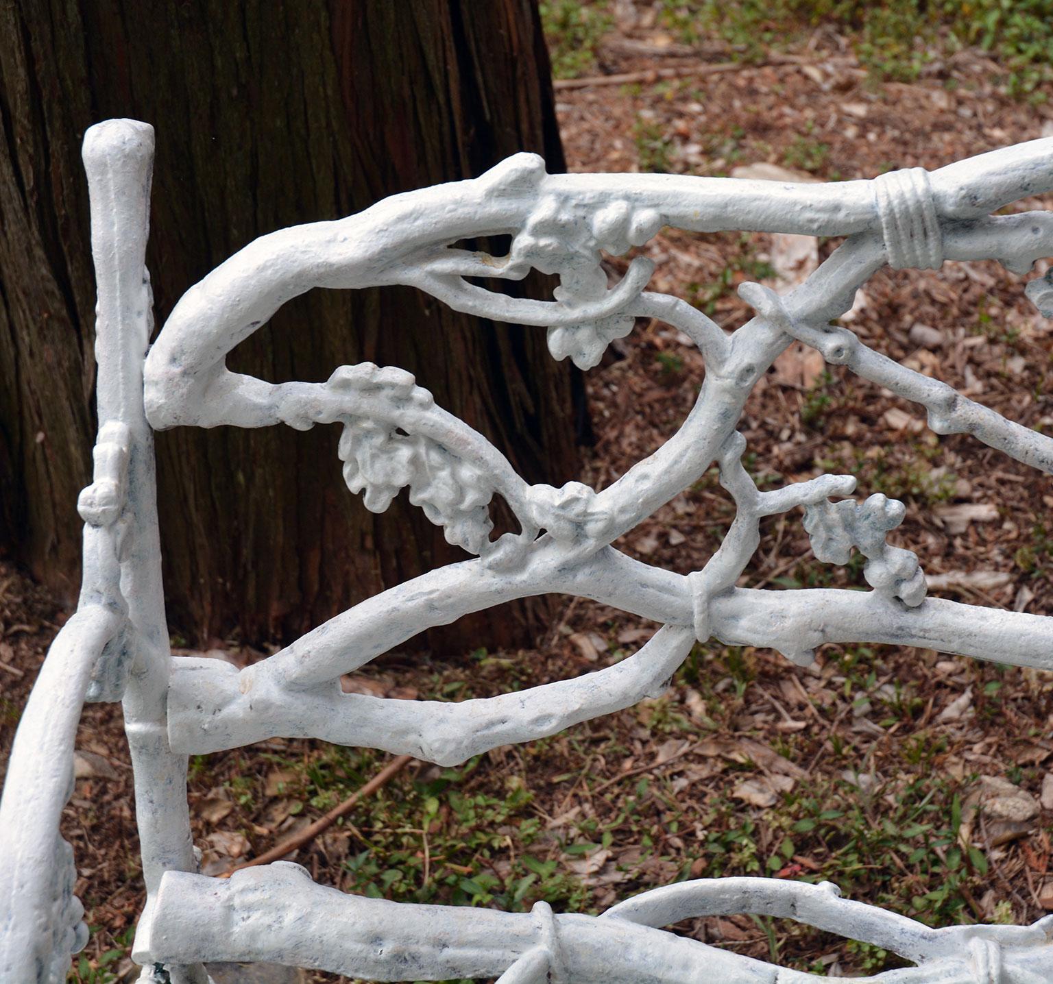 White Painted Cast-Iron Twig Bench In Good Condition In Katonah, NY