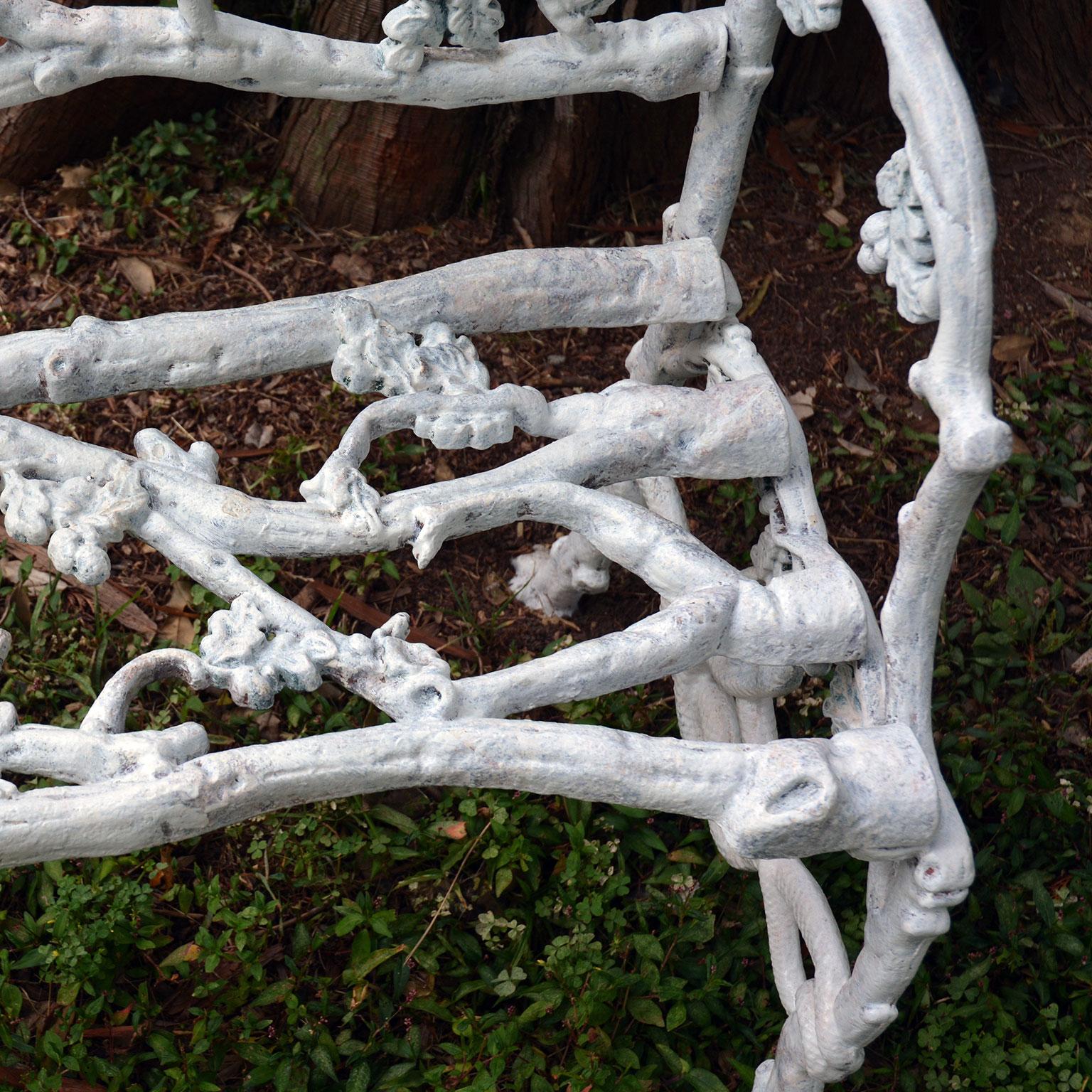 White Painted Cast-Iron Twig Bench 1