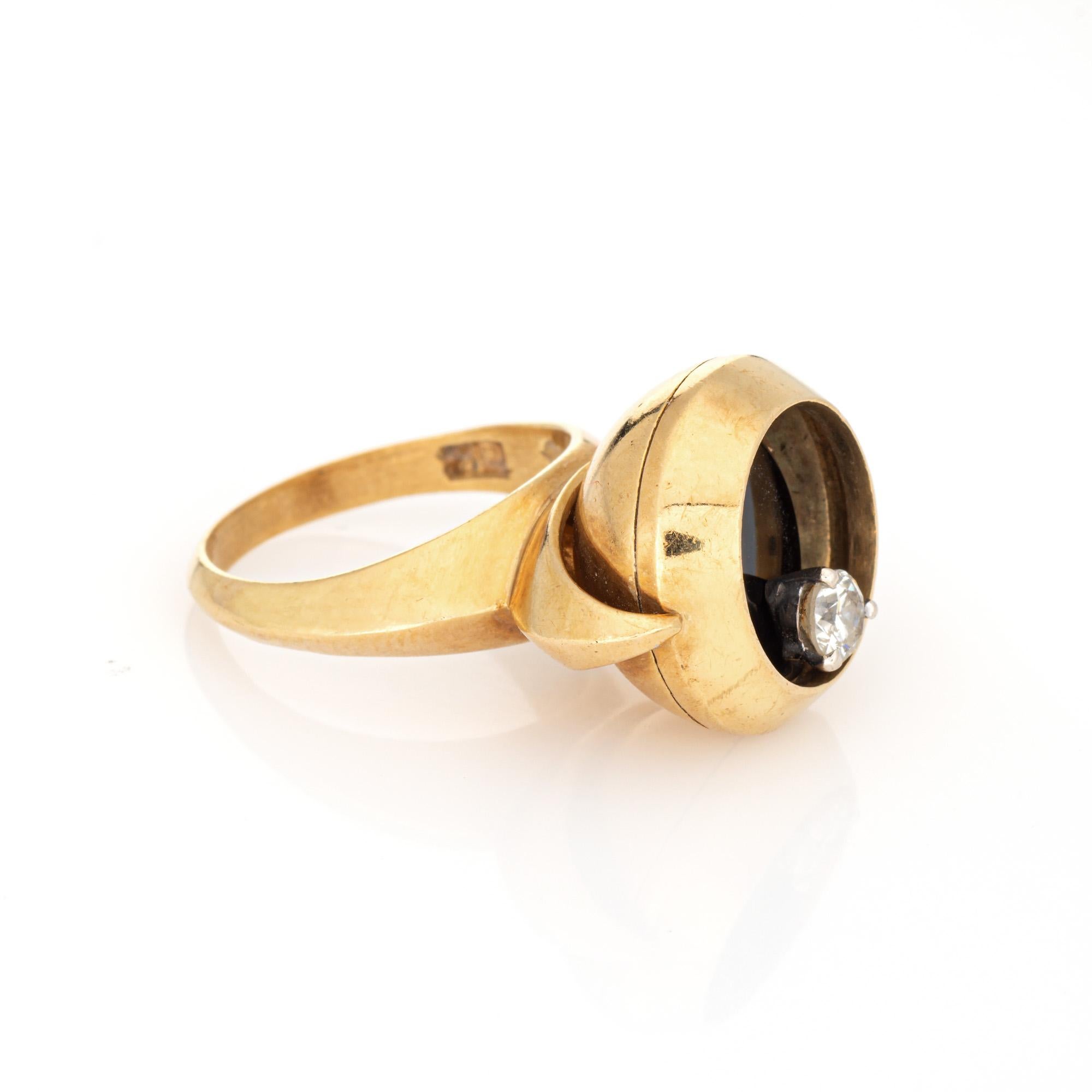 Moderne A Castelo Spinner Ring c1976 Vintage 18k Yellow Gold Diamond Sz 5 Kinetic en vente