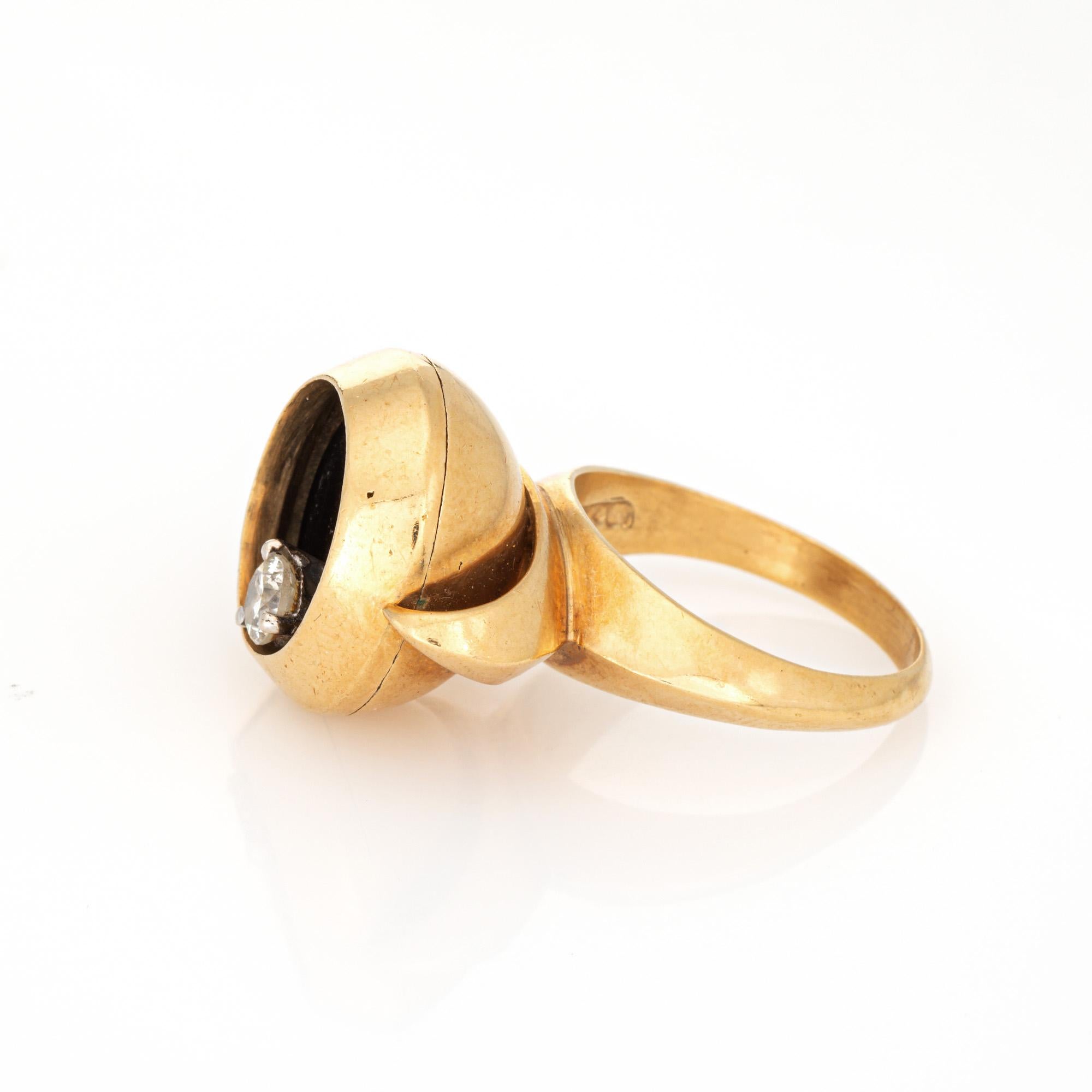 Taille ronde A Castelo Spinner Ring c1976 Vintage 18k Yellow Gold Diamond Sz 5 Kinetic en vente