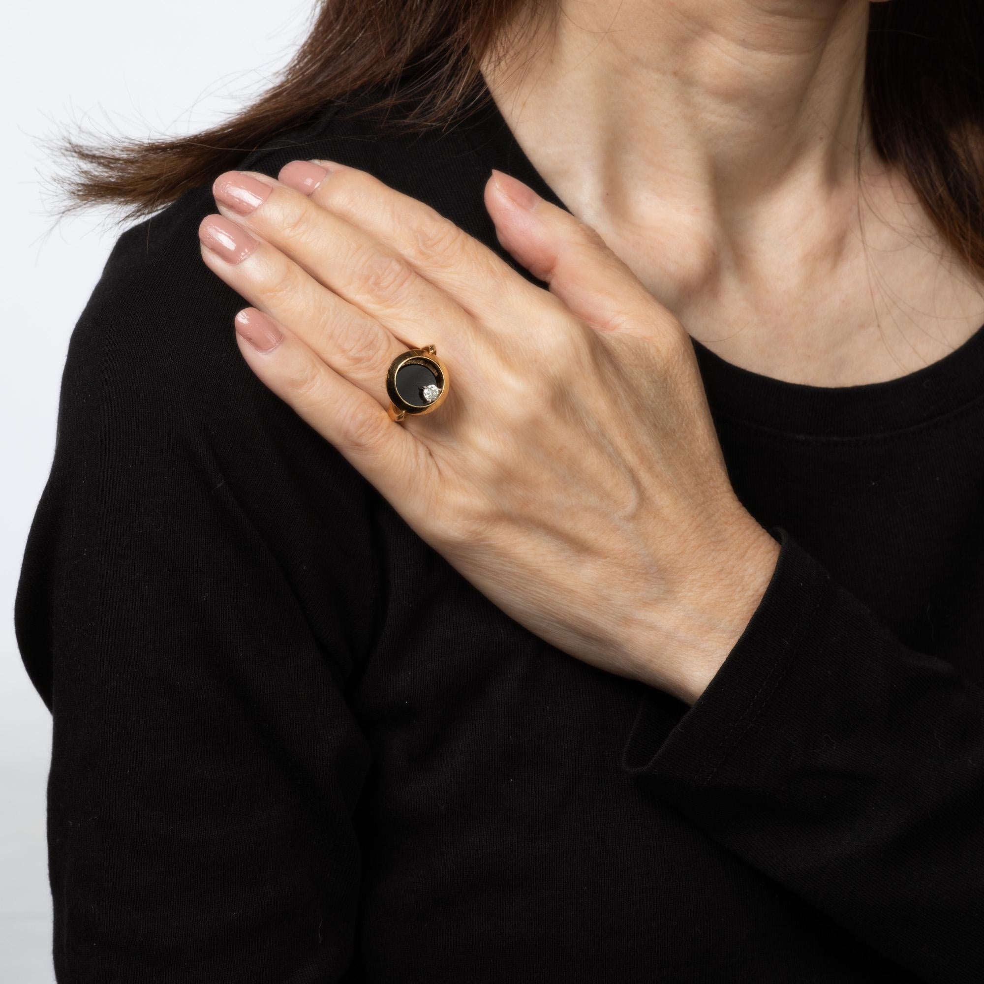 A Castelo Spinner Ring c1976 Vintage 18k Yellow Gold Diamond Sz 5 Kinetic Pour femmes en vente