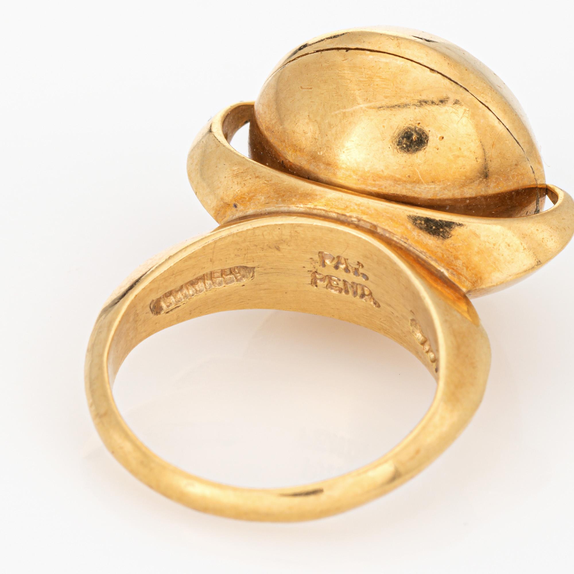 A Castelo Spinner Ring c1976 Vintage 18k Yellow Gold Diamond Sz 5 Kinetic en vente 2