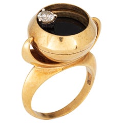 A Castelo Spinner Ring c1976 Vintage 18k Yellow Gold Diamond Sz 5 Kinetic