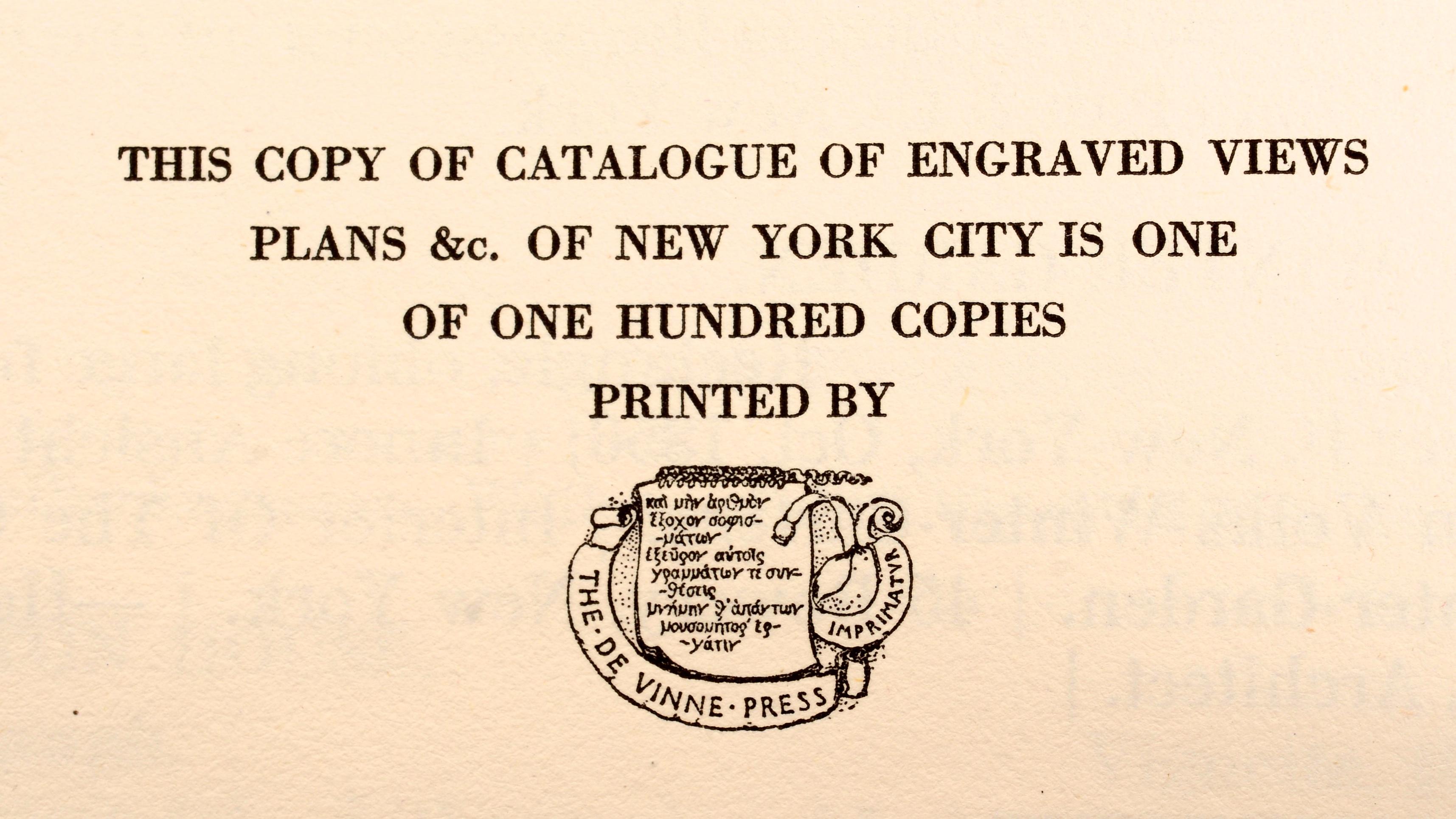 Catalogue de vues gravées, plans, eaux-fortes, de la ville de New York, 1ère édition en vente 2