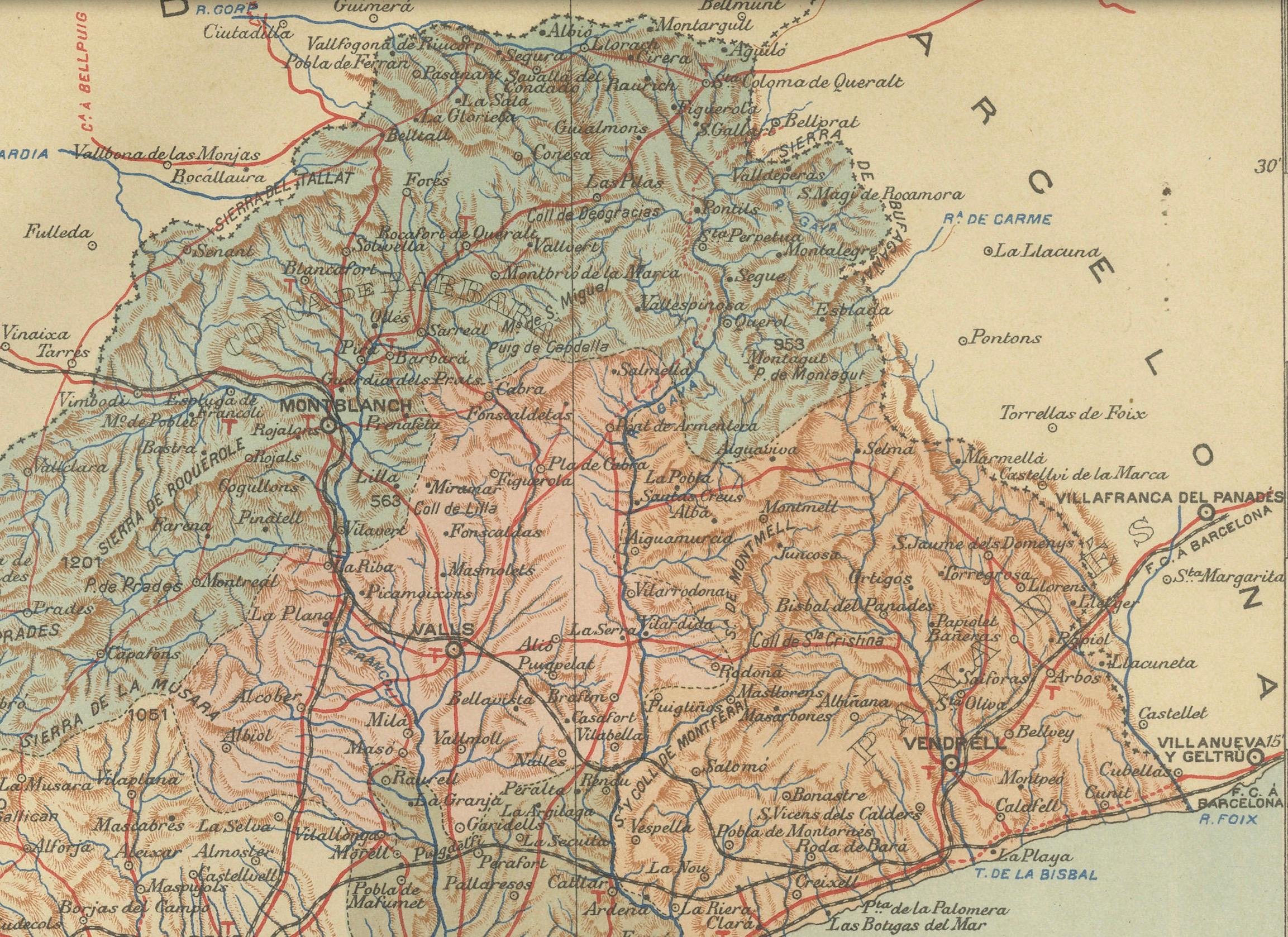Eine katalanische Kartographische Darstellung der Provinz Tarragona, 1901 im Zustand „Gut“ im Angebot in Langweer, NL