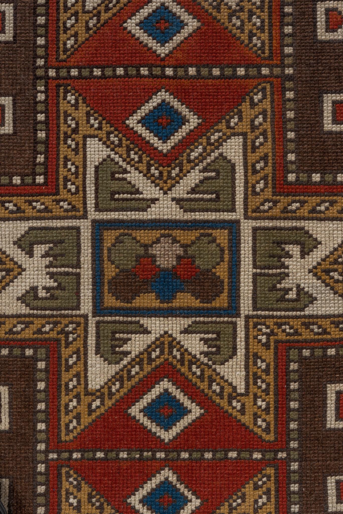 Hand-Knotted A Caucasian Rug circa 1940 For Sale