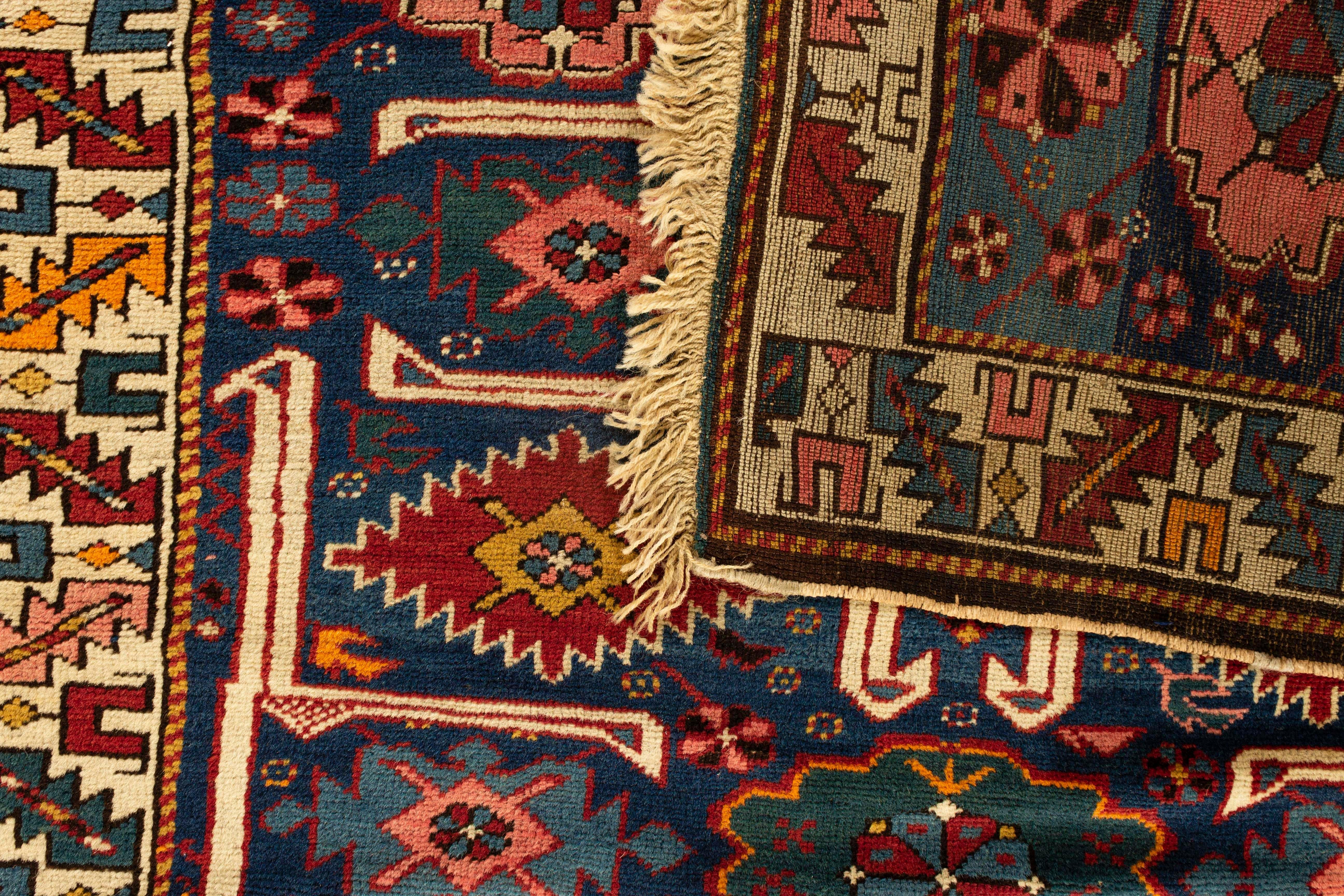 Wool Caucasian Shirvan Rug, circa 1920  3'6 x 4'7 For Sale
