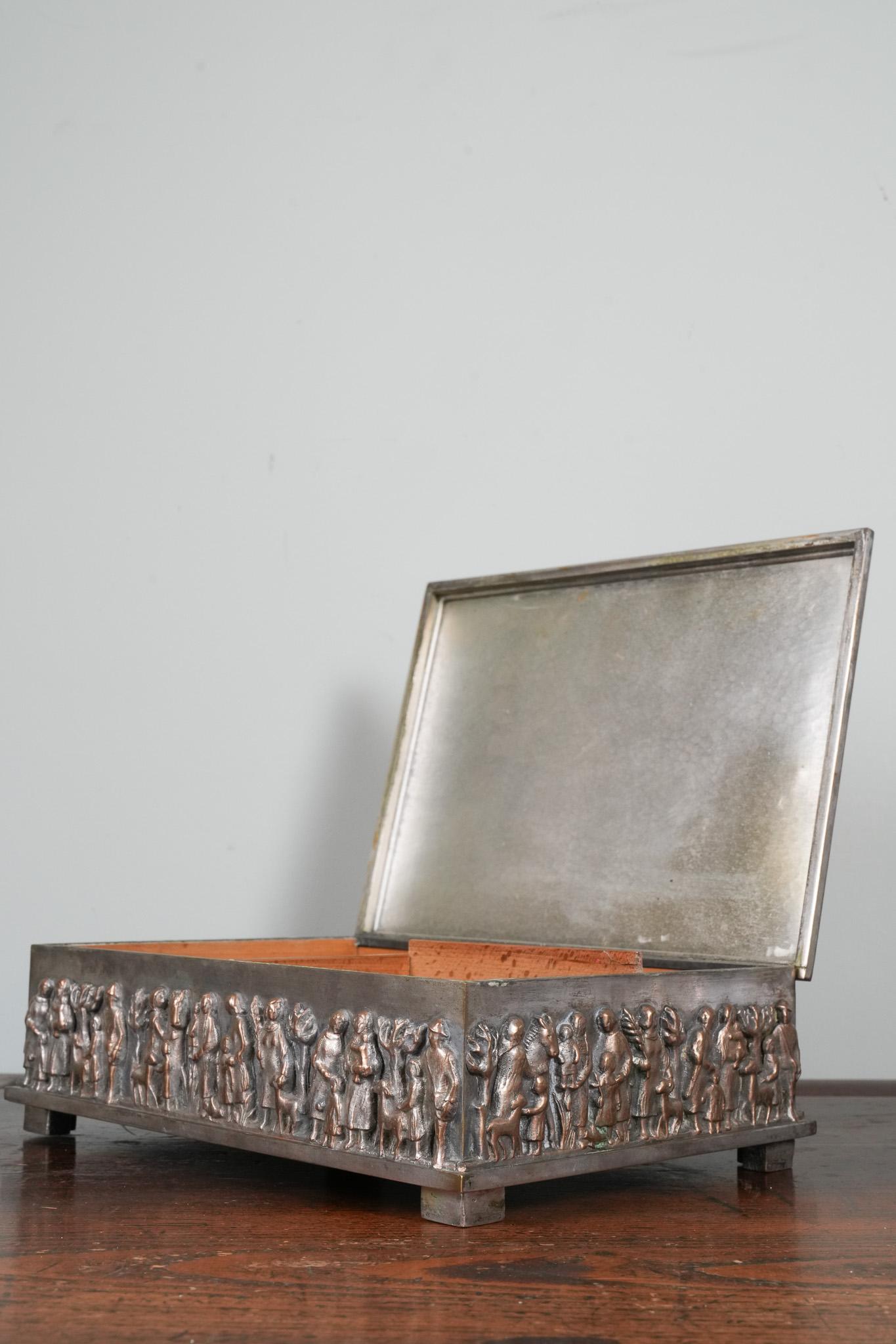 Brass A Cedar Lined Desk Humidor by Magrit Tevan For Sale