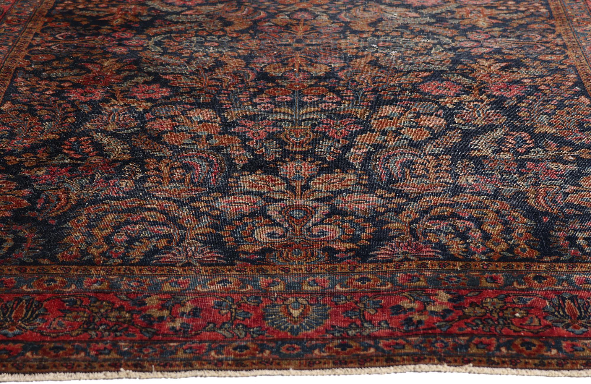 Un jardín celestial: Alfombra persa sarouk de refinamiento intemporal de finales del siglo XIX Lana en venta