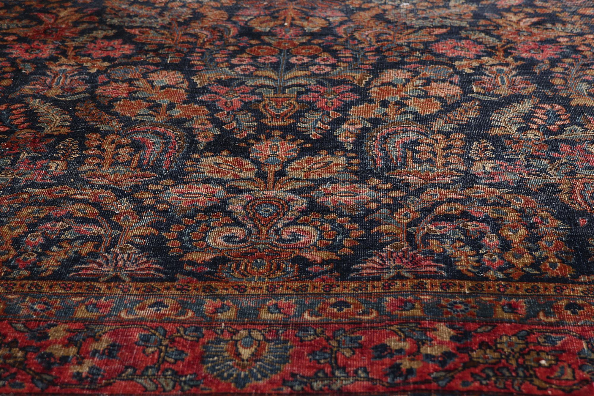 Un jardín celestial: Alfombra persa sarouk de refinamiento intemporal de finales del siglo XIX en venta 1