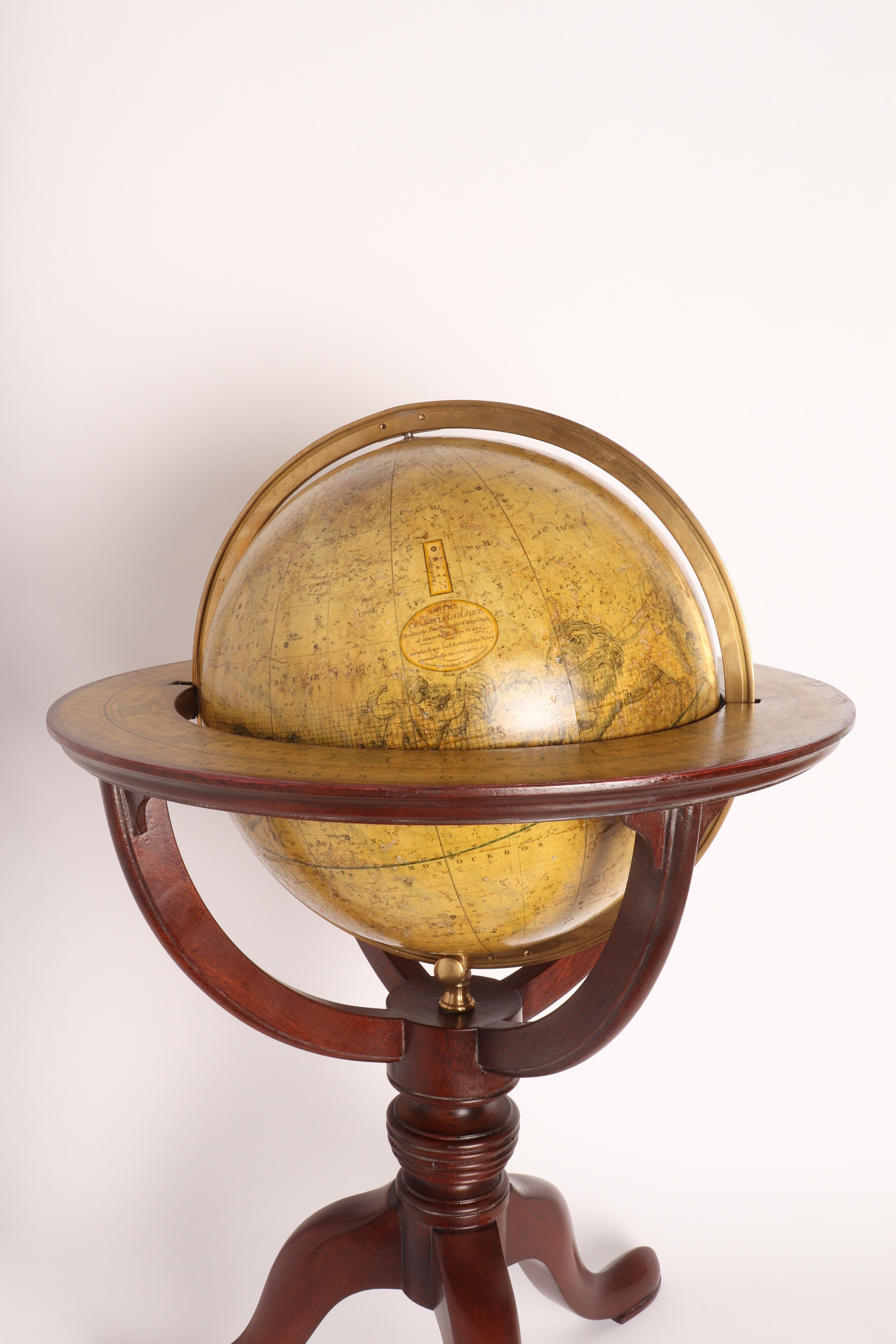 British Celestial Globe Signed Smith, London, 1820