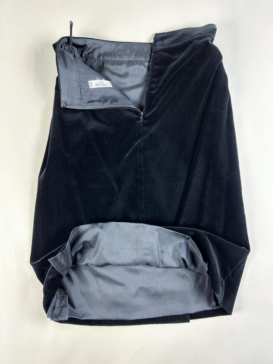 A Céline black velvet Tuxedo skirt suit jacket - France Circa 1990 For Sale 7