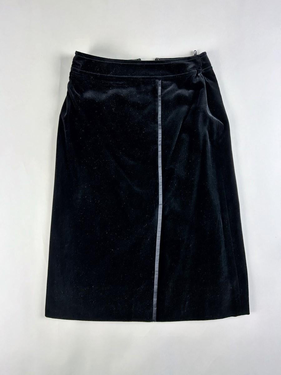A Céline black velvet Tuxedo skirt suit jacket - France Circa 1990 For Sale 8