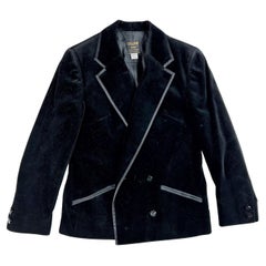 A Céline black velvet Tuxedo skirt suit jacket - France Circa 1990