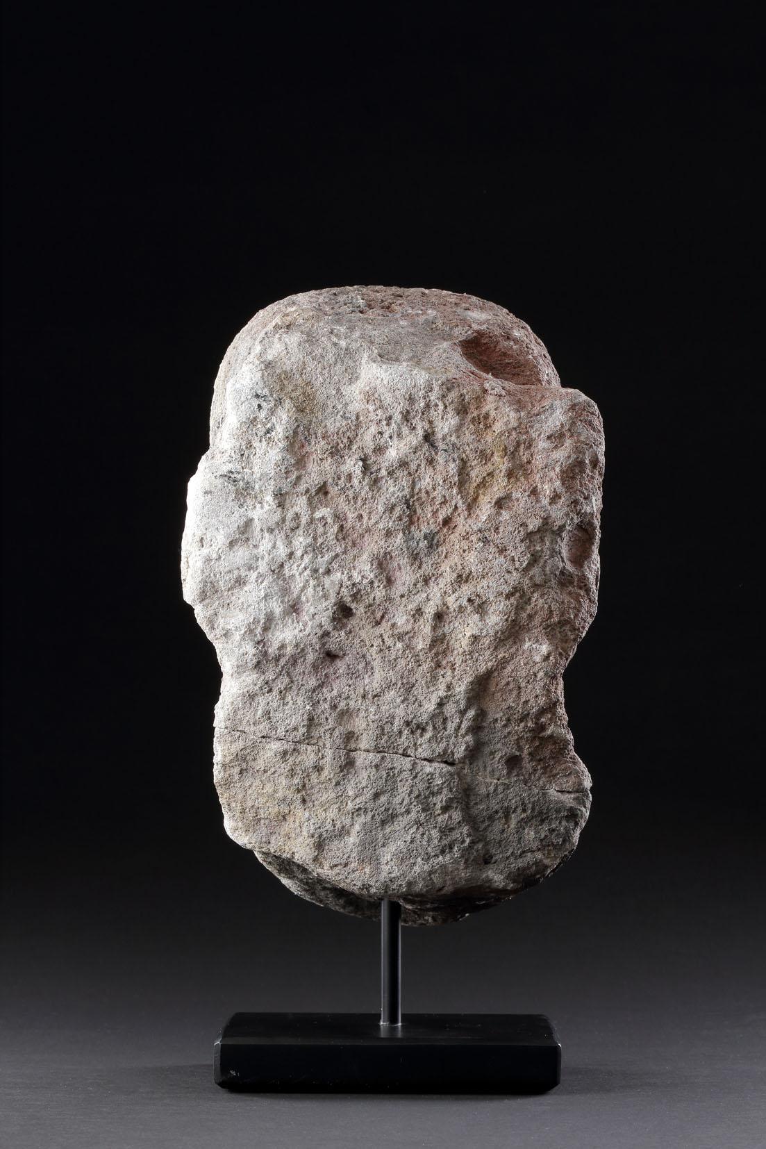 Hand-Carved A Celtic Stone Head with ‘Staring’ Eyes, Long Nose and Slit Mouth For Sale