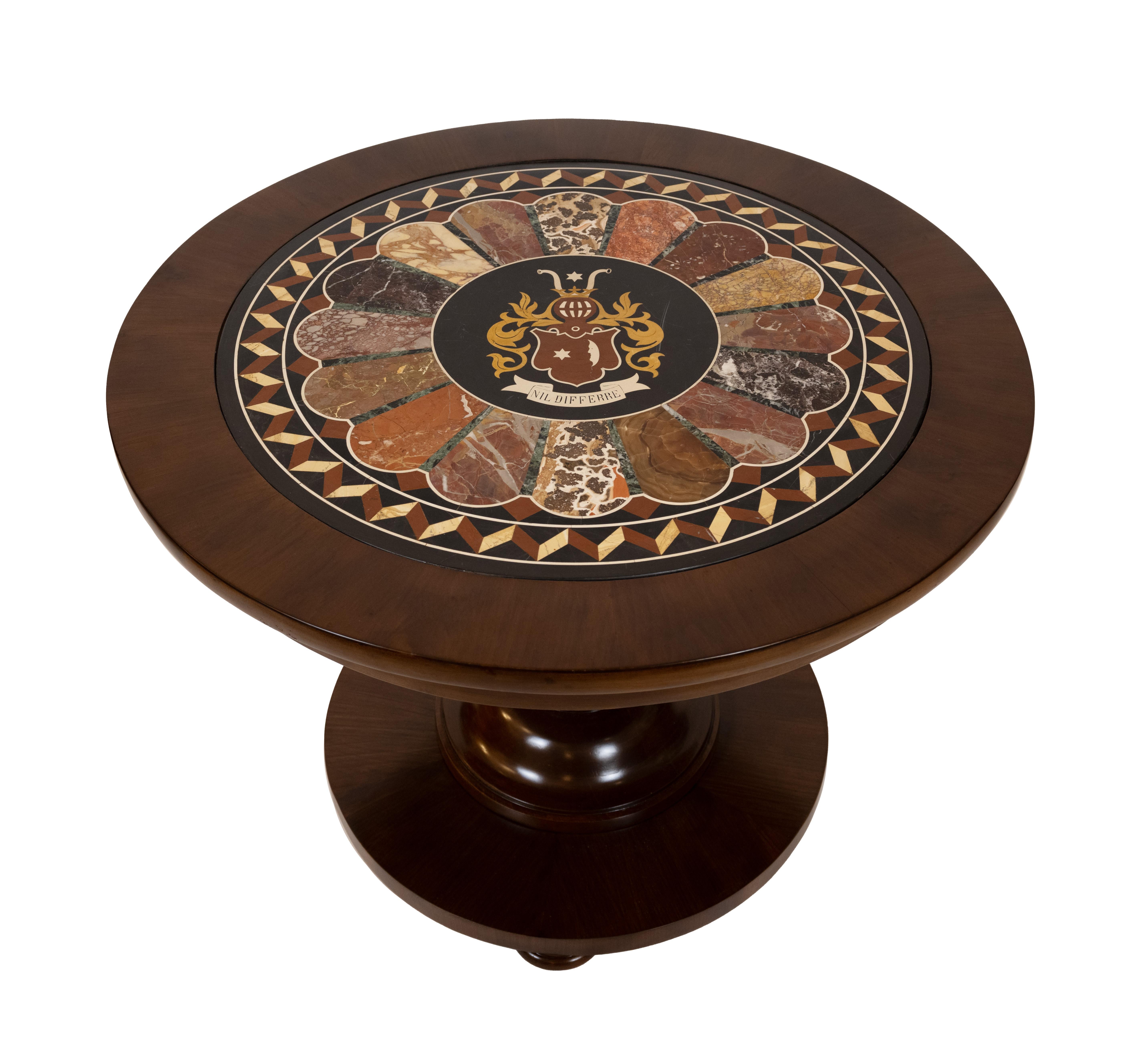 Inlay A Center Table with Pietra Dura Top For Sale